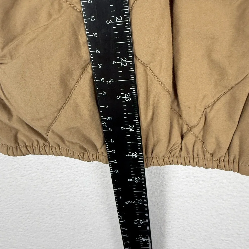 Carbon2Cobalt Beachstone Vest Womens L Camel Brown Quilted Hooded Snap Vent